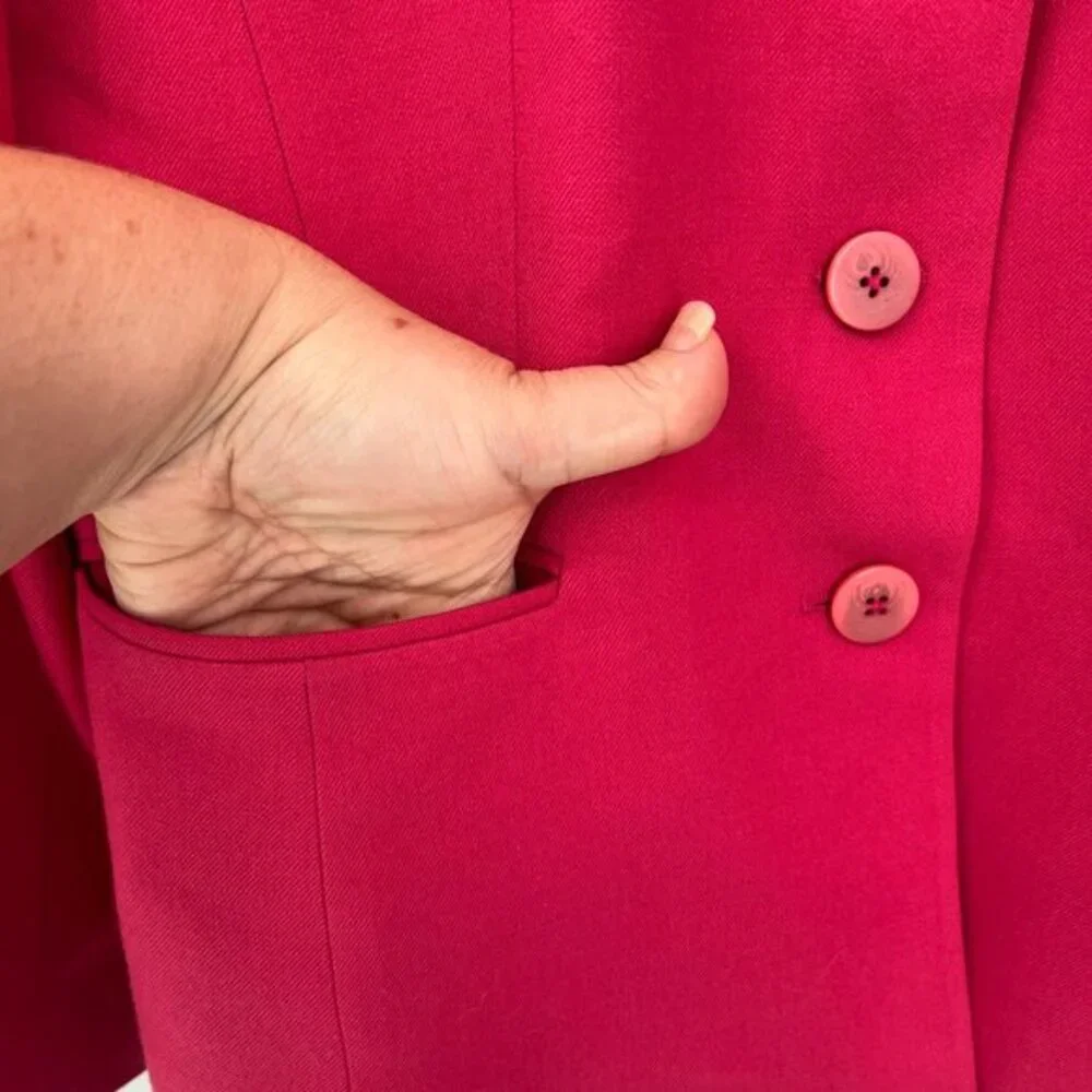 Vintage Talbots worsted‎ wool bubble gum pink 4 button blazer jacket career 10
